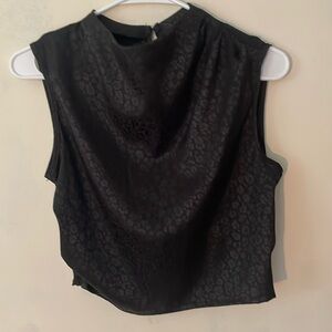 NWT Black Satin Leopard Tank